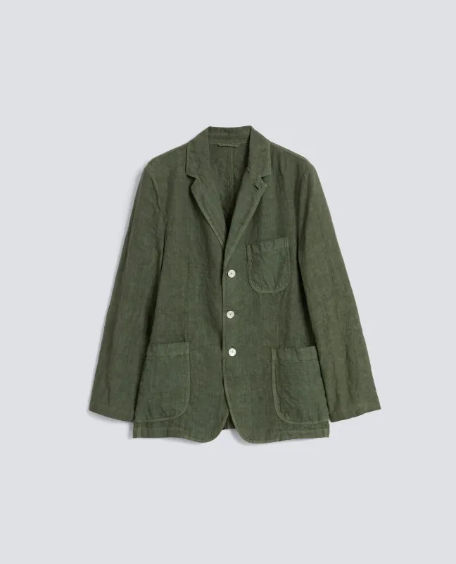 BLAZER SFODERATO IN LINO - VERDE made by Aspesi