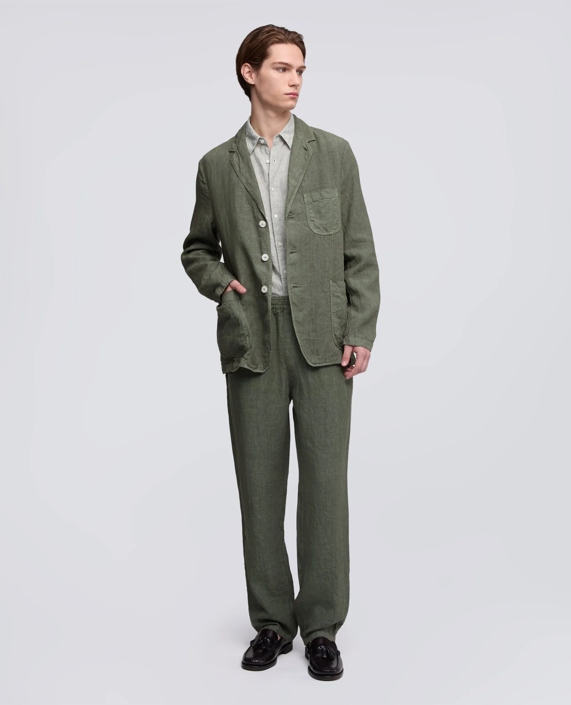 BLAZER SFODERATO IN LINO - VERDE sold by Aspesi product image thumbnail 2