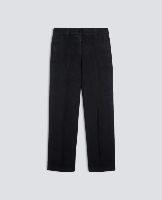 PANTALONE IN LINO FIAMMATO COMPATTO TINTO CAPO - NAVY made by Aspesi