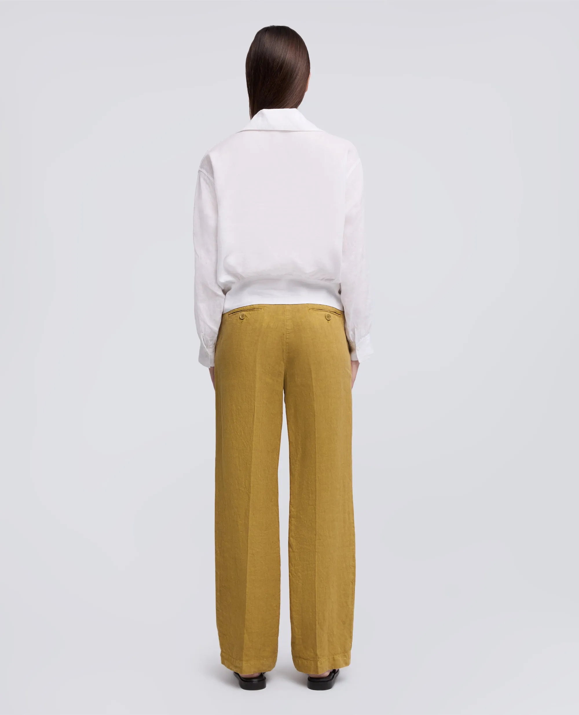 PANTALONE IN LINO FIAMMATO COMPATTO TINTO CAPO - SENAPE sold by Aspesi product image thumbnail 3