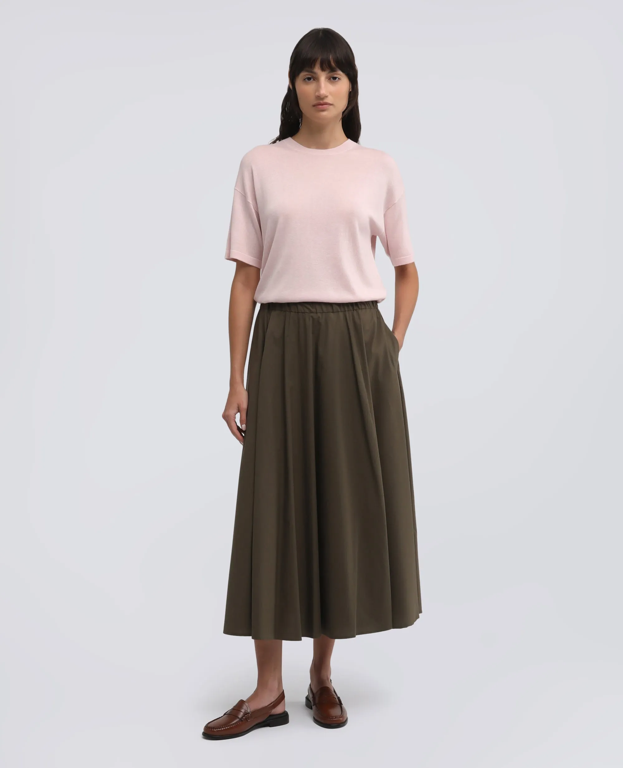 GONNA IN POPELINE COTONE E NYLON STRETCH - MILITARE sold by Aspesi product image thumbnail 2