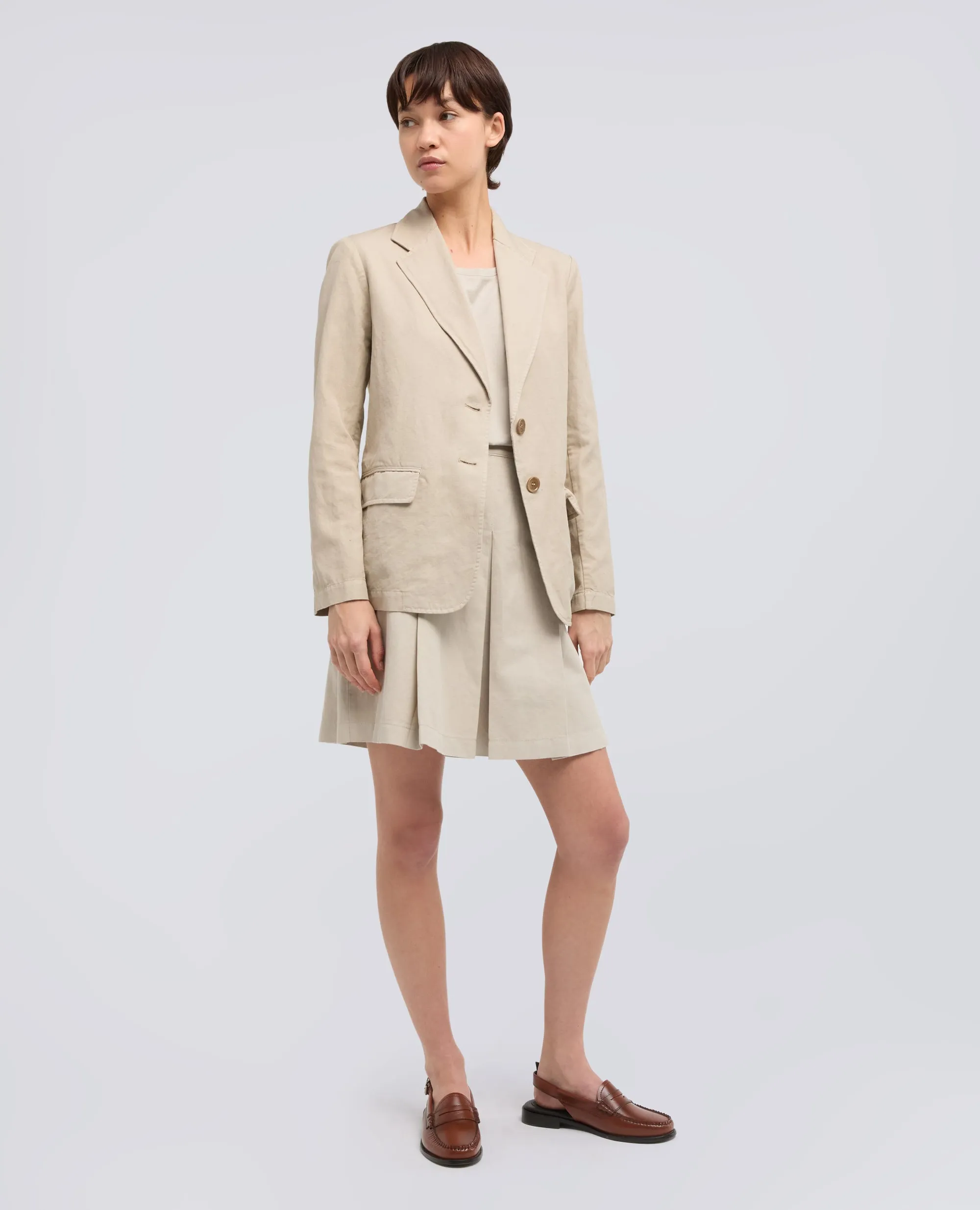 GONNA IN GABARDINE DI COTONE E LINO TINTO CAPO - BEIGE sold by Aspesi product image thumbnail 2