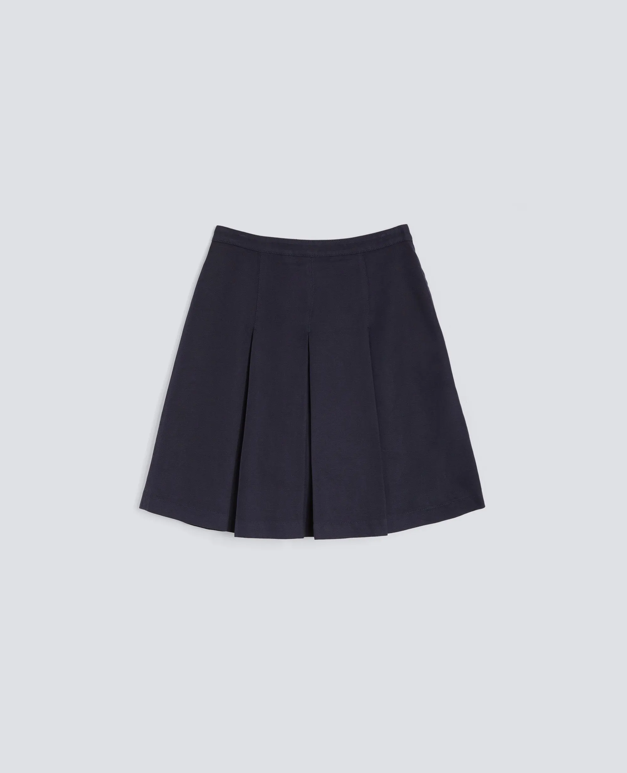 GONNA IN GABARDINE DI COTONE E LINO TINTO CAPO - NAVY sold by Aspesi