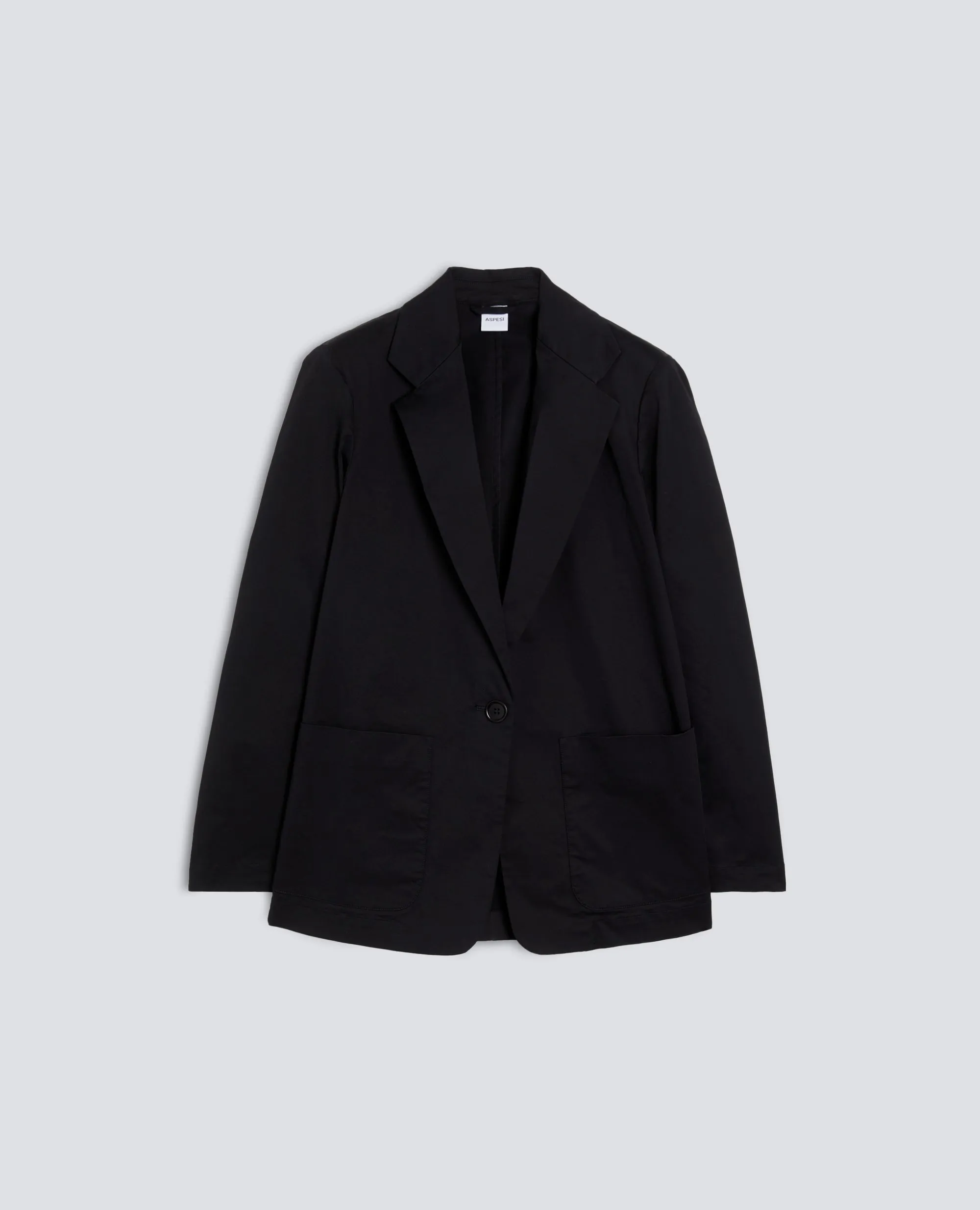 GIACCA MONOPETTO DECOSTRUITA IN TWILL DI COTONE - NERO sold by Aspesi