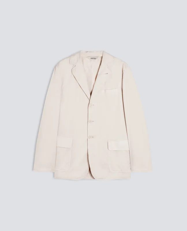 BLAZER IN MICRO TWILL DI COTONE TINTO CAPO - SASSO made by Aspesi