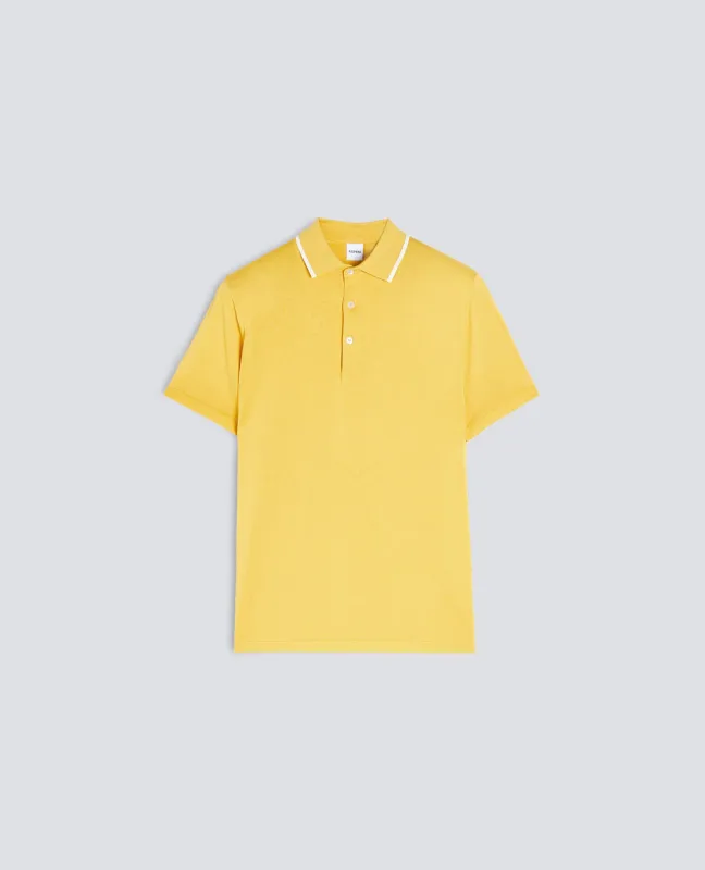 POLO IN COTONE CON BOTTONI IN MADREPERLA - GIALLO made by Aspesi
