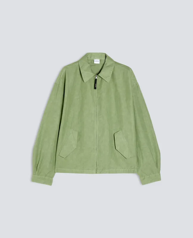 GIUBBOTTO IN TELA FIAMMATA COTONE LINO TINTO CAPO - SALVIA made by Aspesi