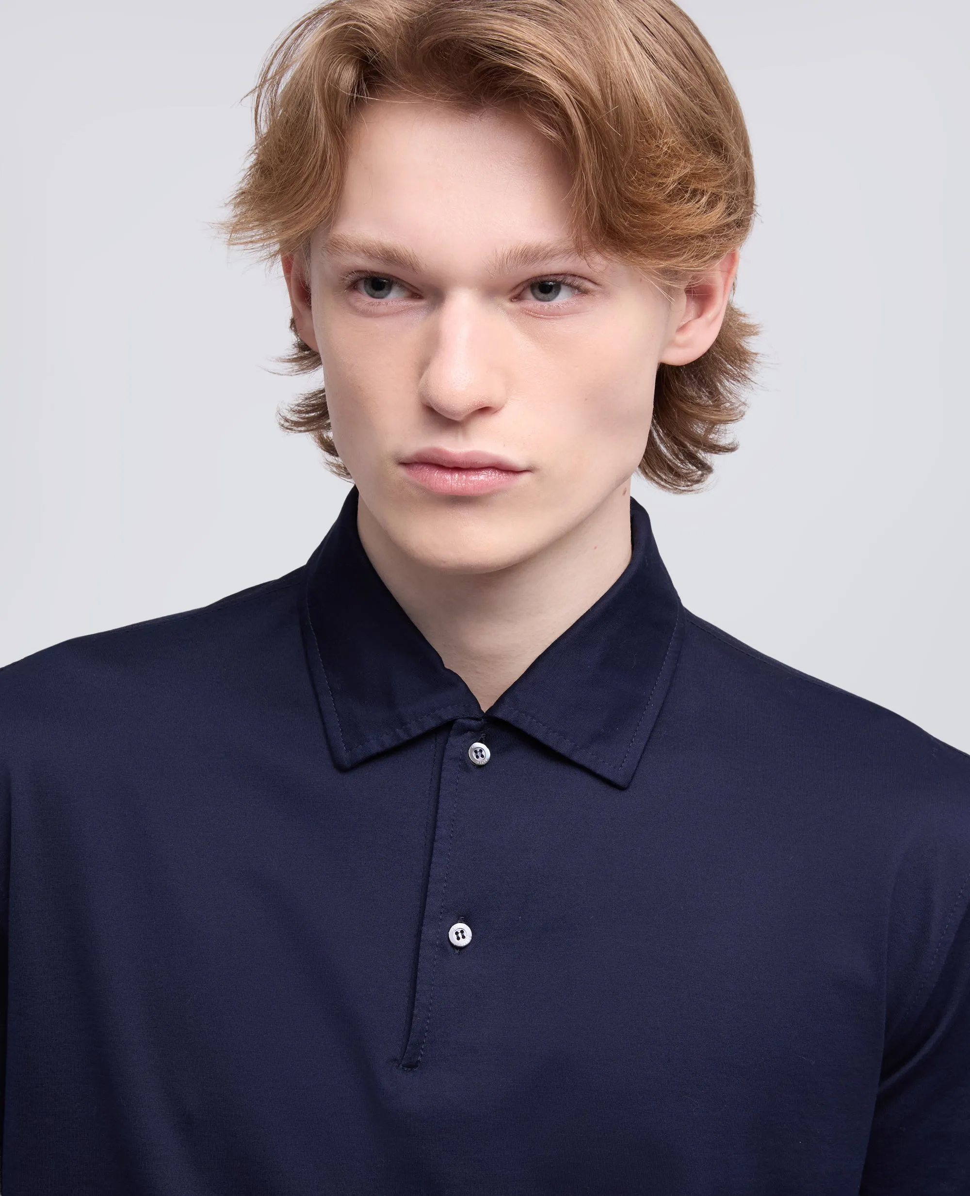 POLO A MANICA CORTA IN JERSEY DI COTONE - BLU sold by Aspesi product image thumbnail 4