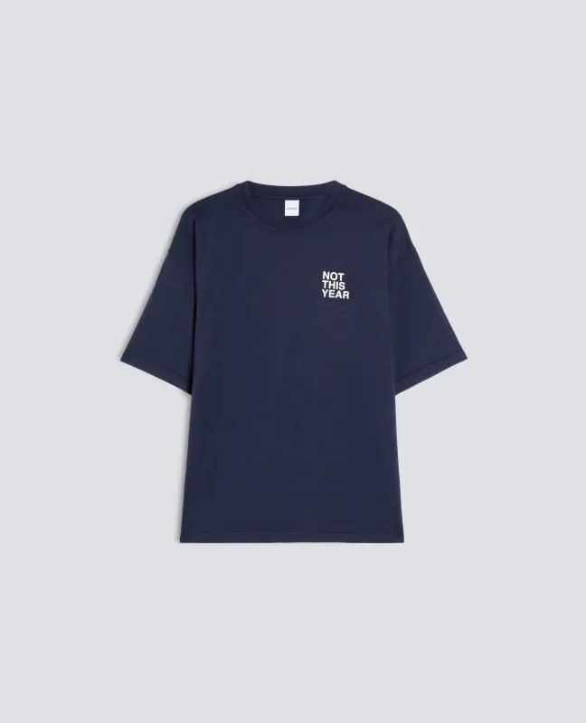 T-SHIRT "NOT THIS YEAR" IN JERSEY DI COTONE - NAVY+SCRITTA BIANCA made by Aspesi