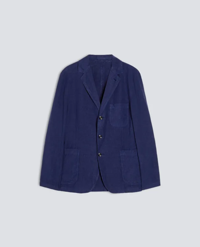 BLAZER SFODERATO IN LINO - BLUETTE made by Aspesi
