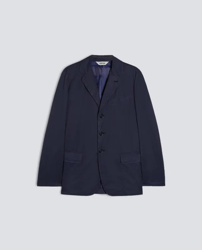 BLAZER IN MICRO TWILL DI COTONE TINTO CAPO - NAVY made by Aspesi