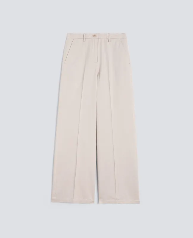 PANTALONE CLASSICO IN EXTRA FINE TWILL DI COTONE TINTO PEZZA - GESSO made by Aspesi