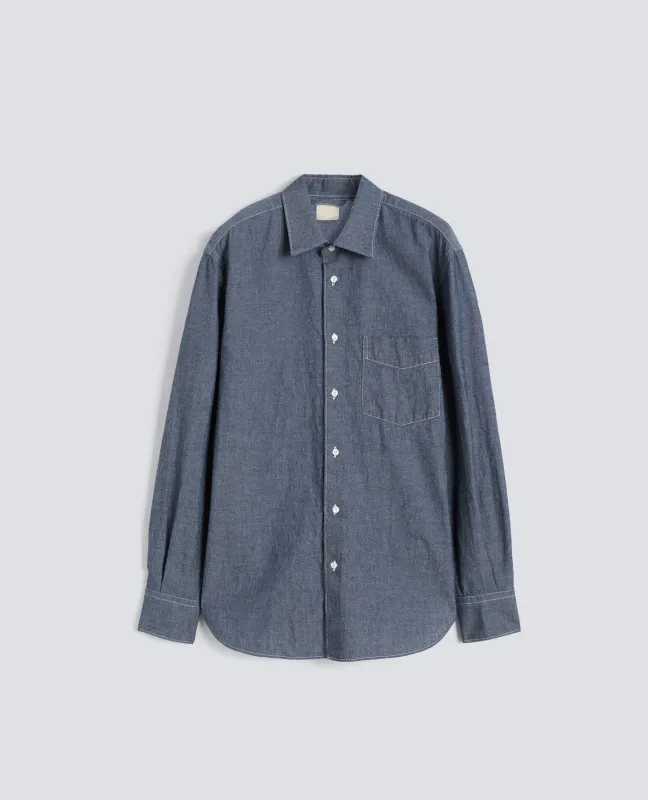 CAMICIA IN CHAMBRAY COTONE  CON COLLO CLASSICO - AA CAPSULE COLLECTION - DENIM made by Aspesi