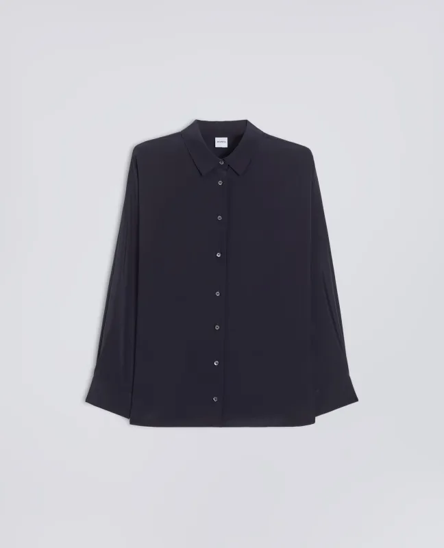 CAMICIA IN CREPE DE CHINE DI SETA - NAVY made by Aspesi