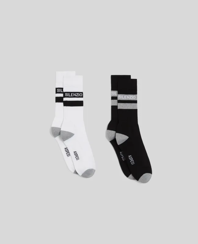 CALZE IN MISTO COTONE - BIANCO+NERO made by Aspesi