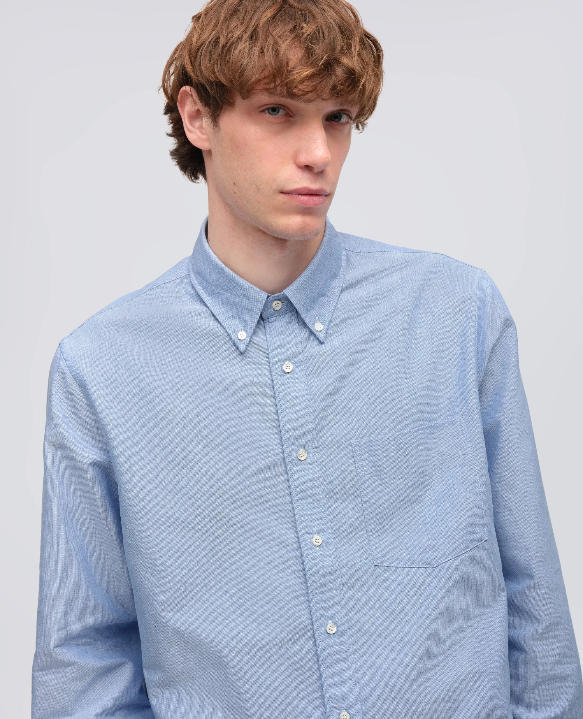 CAMICIA IN COTONE OXFORD CON COLLO BUTTON DOWN - AZZURRO sold by Aspesi product image thumbnail 4