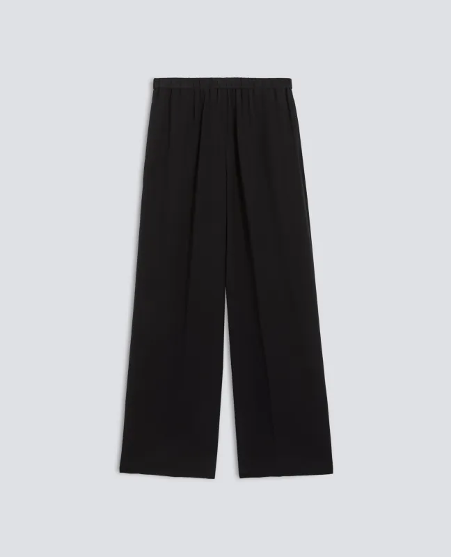PANTALONE IN CREPE DE CHINE SETA - NERO made by Aspesi