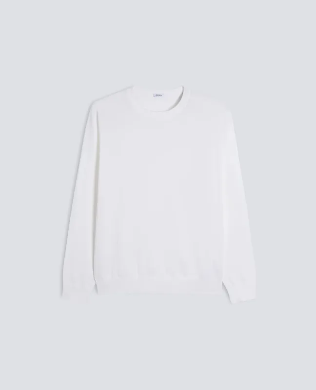 MAGLIA GIROCOLLO CON ROUCHES IN MISTO COTONE, SETA E LINO - BIANCO made by Aspesi