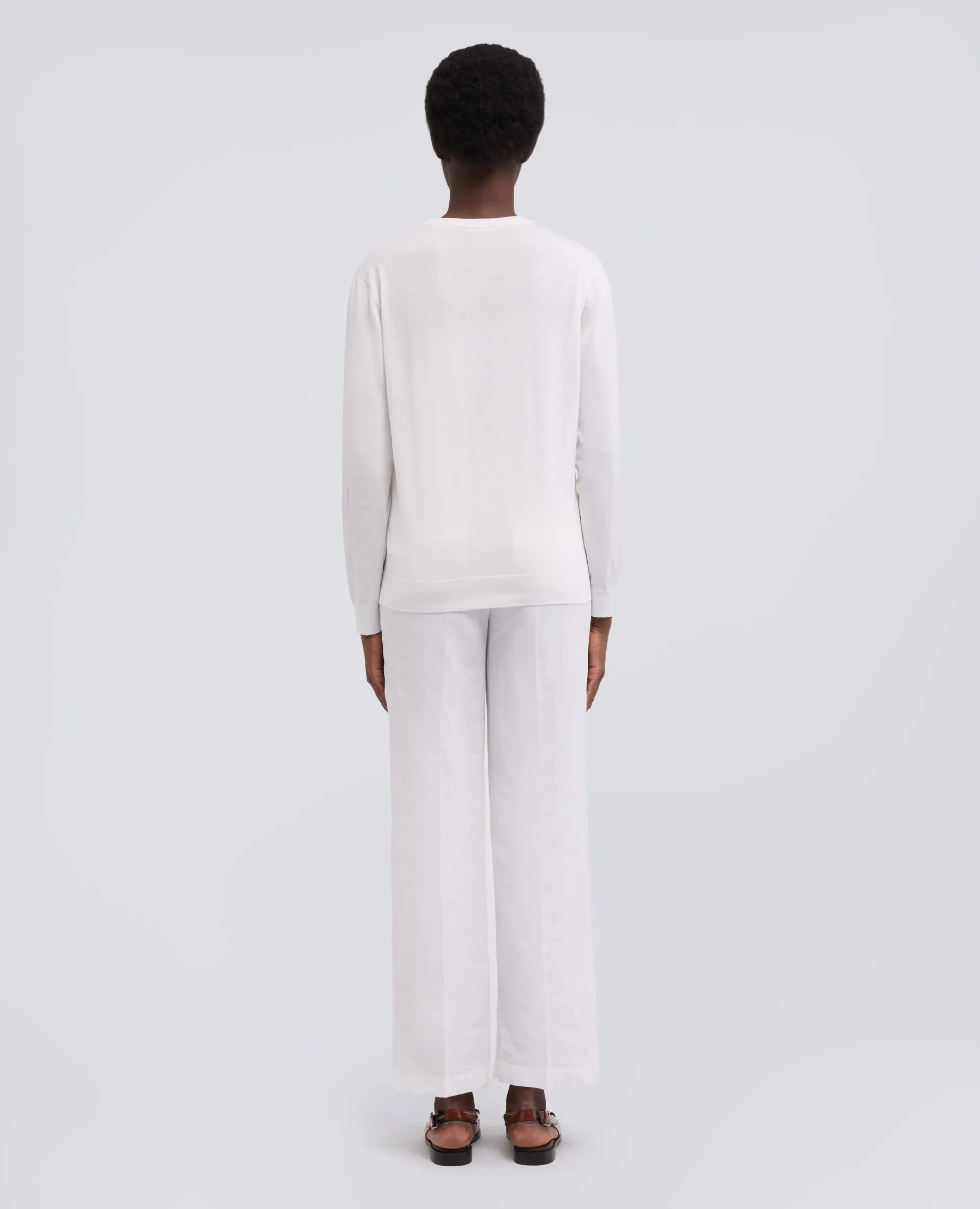 MAGLIA GIROCOLLO IN MISTO COTONE, SETA E LINO - BIANCO sold by Aspesi product image thumbnail 3