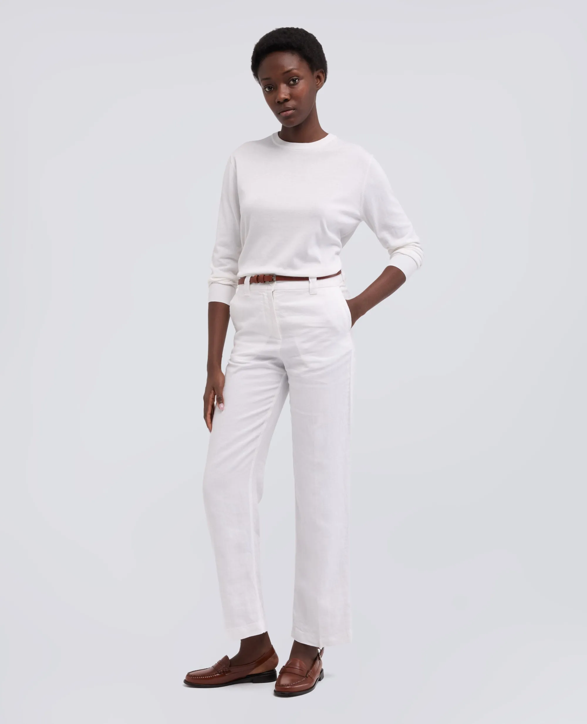 MAGLIA GIROCOLLO IN MISTO COTONE, SETA E LINO - BIANCO sold by Aspesi product image thumbnail 2