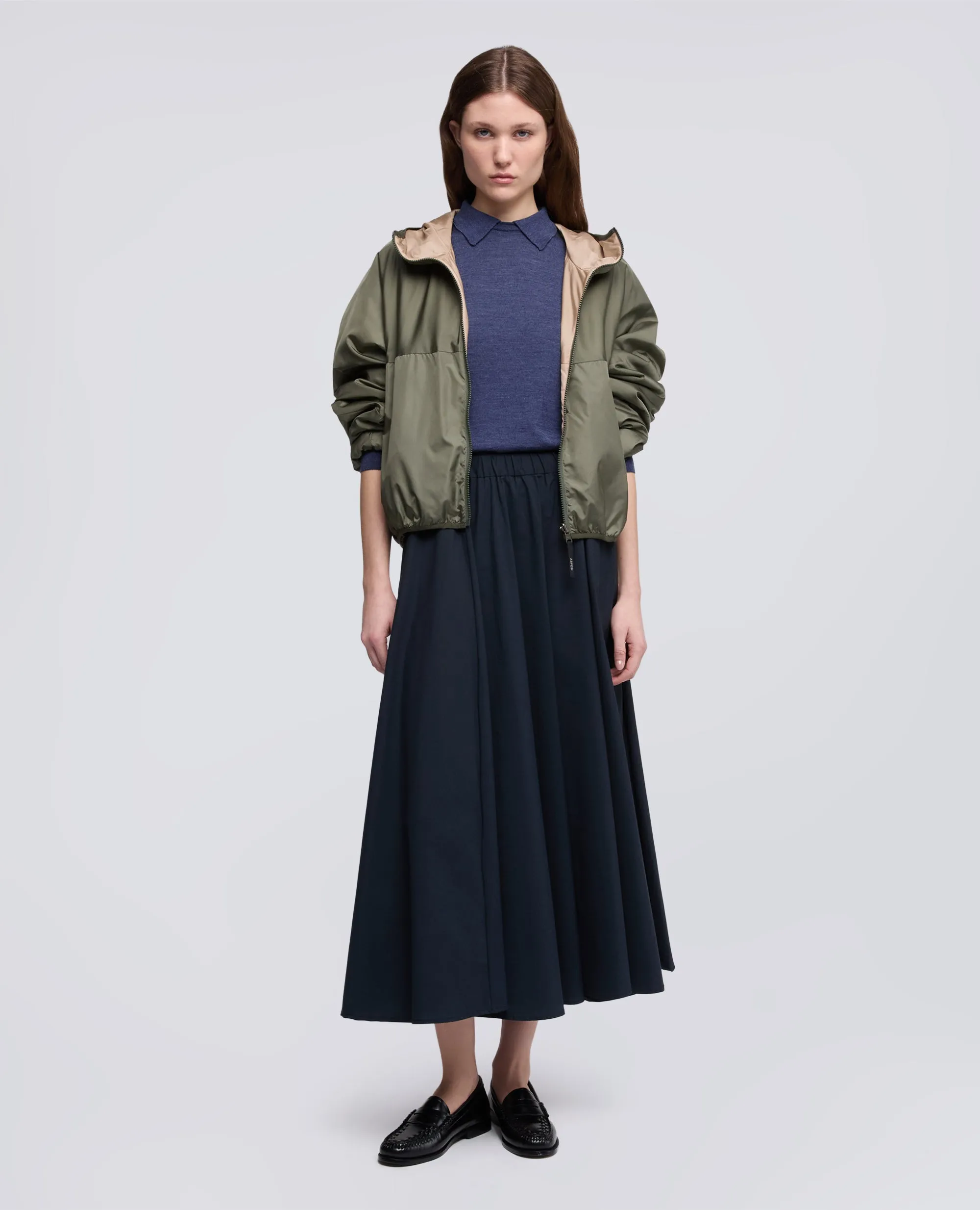 GONNA IN POPELINE COTONE E NYLON STRETCH - NAVY sold by Aspesi product image thumbnail 5