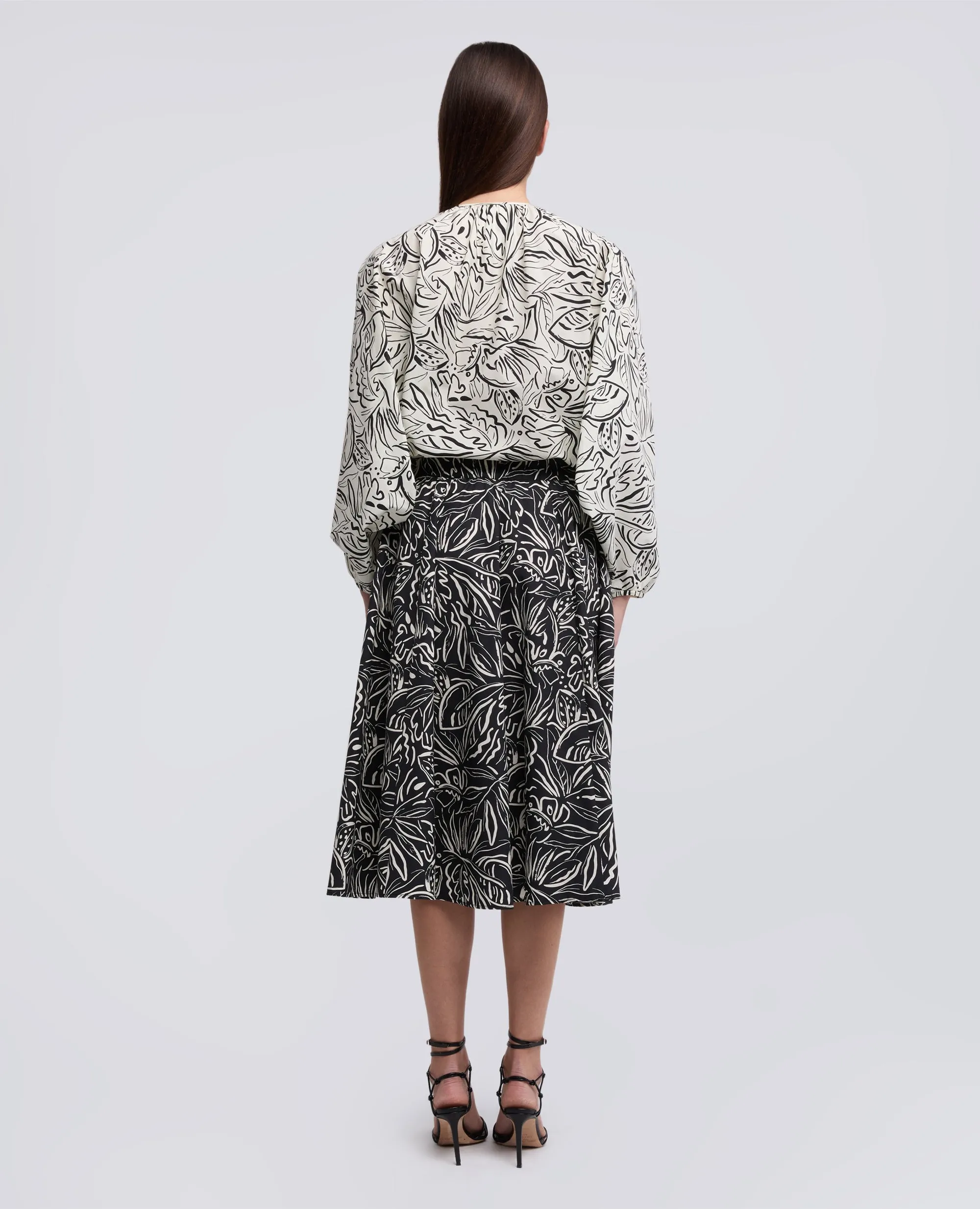GONNA IN POPELINE DI COTONE - STAMPA NERA sold by Aspesi product image thumbnail 3