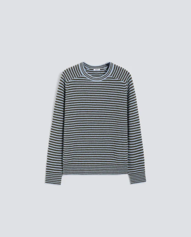 MAGLIA GIROCOLLO IN PURO CASHMERE - RIGA AZZURRA made by Aspesi