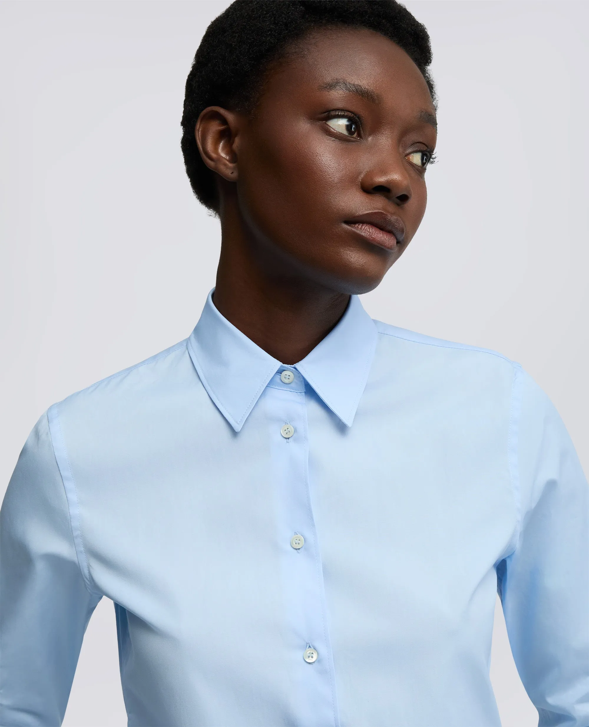 CAMICIA CLASSICA IN POPELINE DI COTONE - AZZURRO sold by Aspesi product image thumbnail 4
