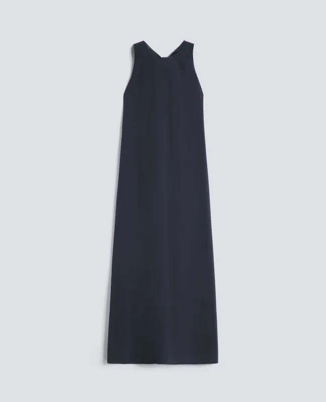 ABITO LUNGO IN CREPE DE CHINE DI SETA - NAVY made by Aspesi