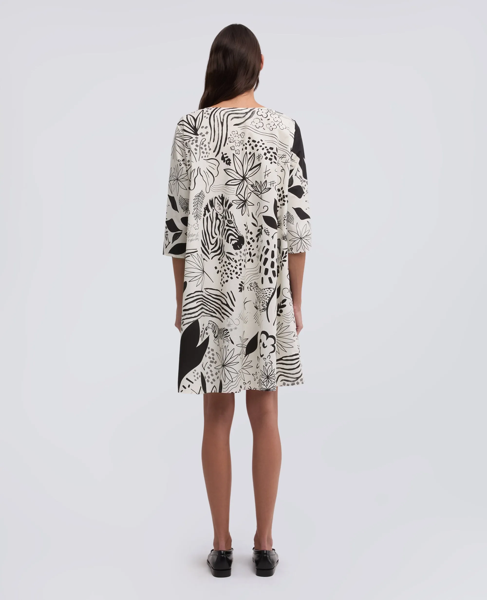 ABITO IN POPELINE DI COTONE STAMPA JUNGLE - CAPSULE AA - FIORE BIANCO sold by Aspesi product image thumbnail 3