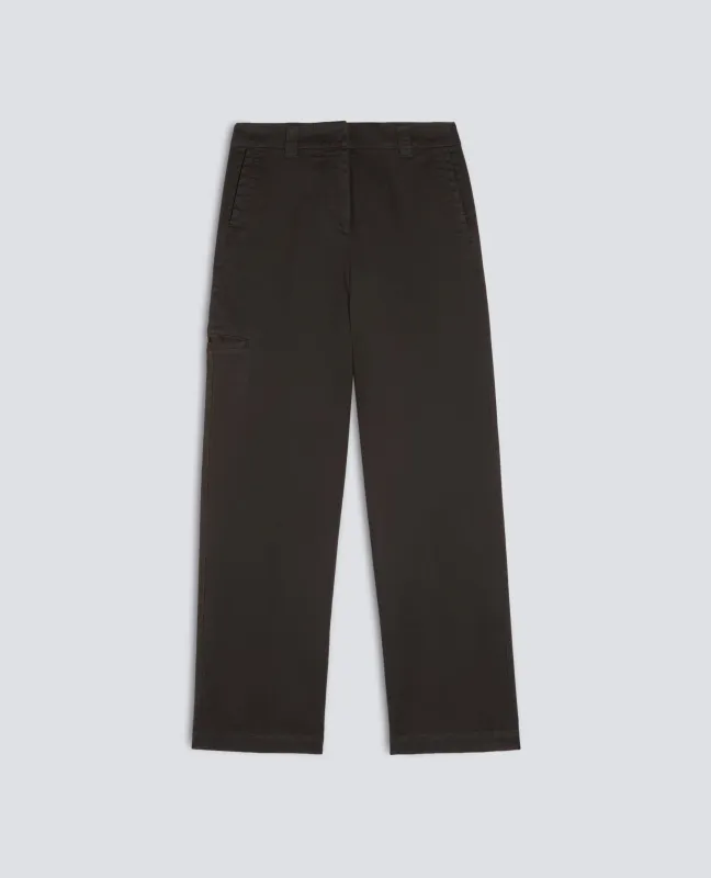 PANTALONE IN GABARDINE DI COTONE STRETCH TINTO CAPO - MARRONE made by Aspesi
