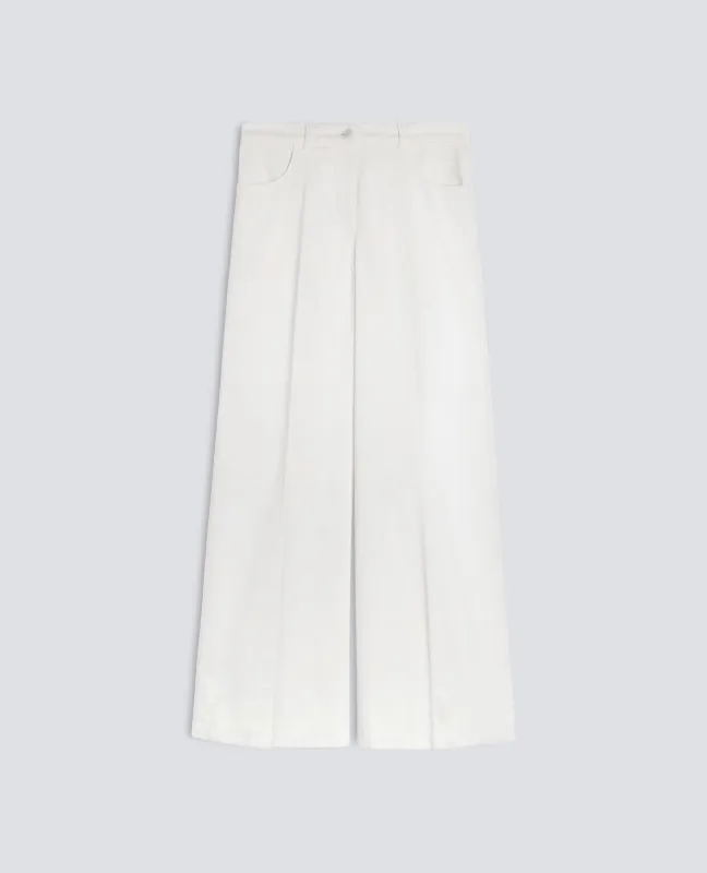 PANTALONE AMPIO IN VELLUTO LISCIO - PANNA made by Aspesi