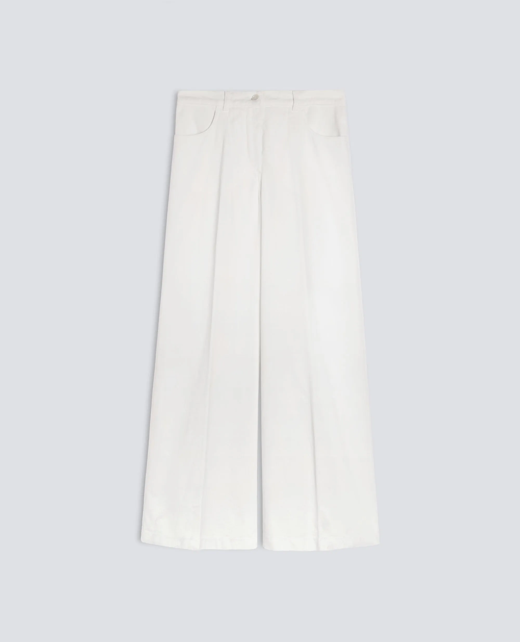 PANTALONE AMPIO IN VELLUTO LISCIO - PANNA sold by Aspesi