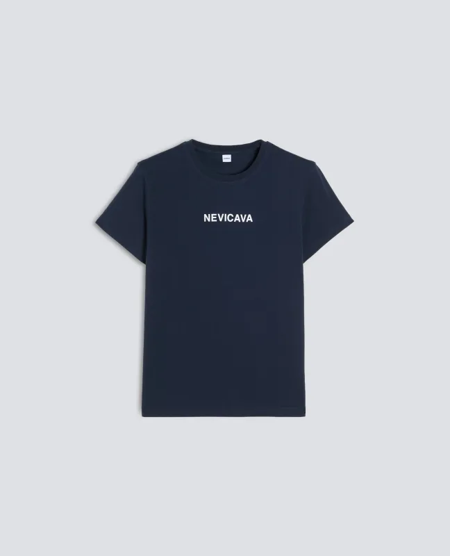 T-SHIRT IN COTONE CON STAMPA -NEVICAVA- - NAVY made by Aspesi