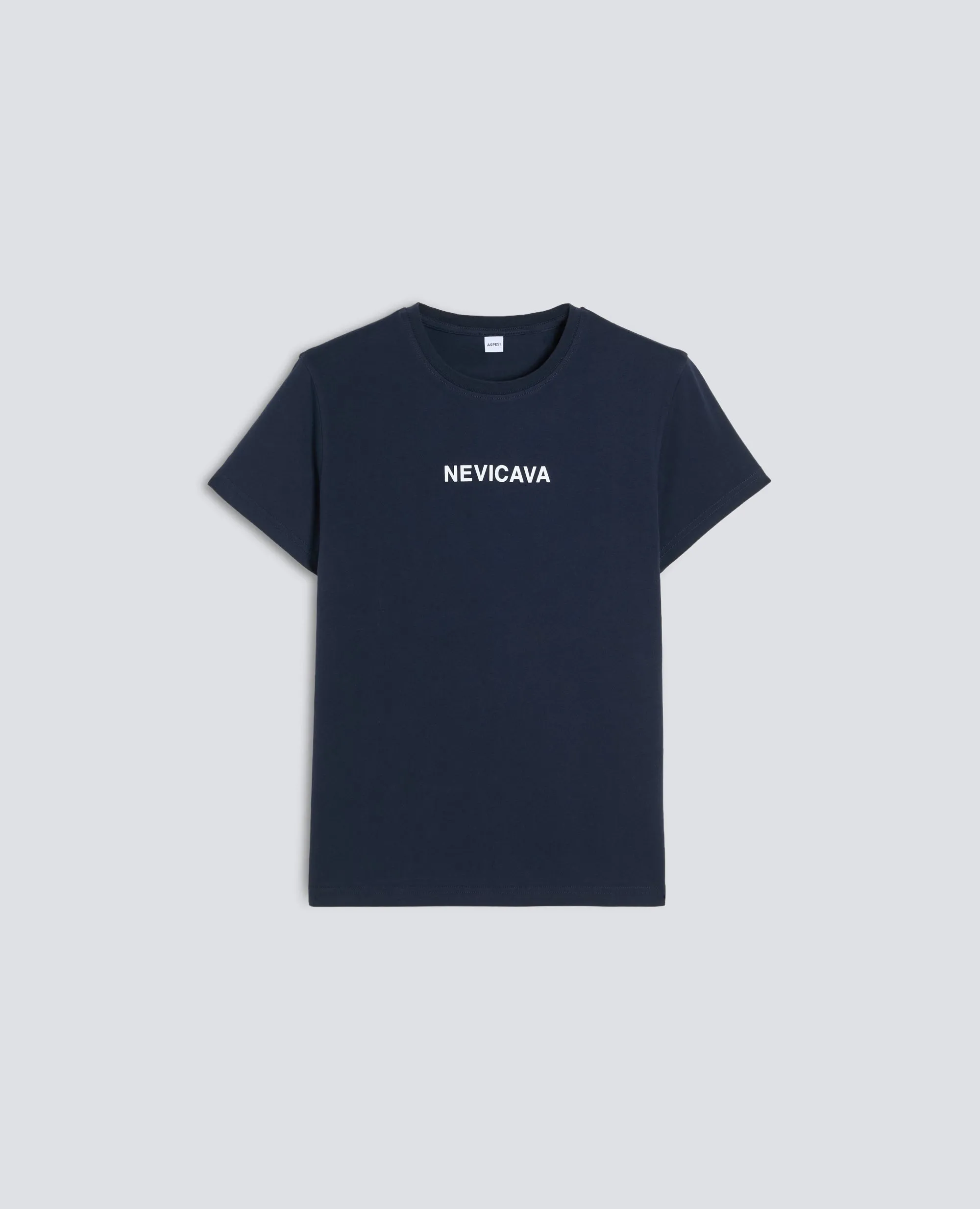T-SHIRT IN COTONE CON STAMPA -NEVICAVA- - NAVY sold by Aspesi