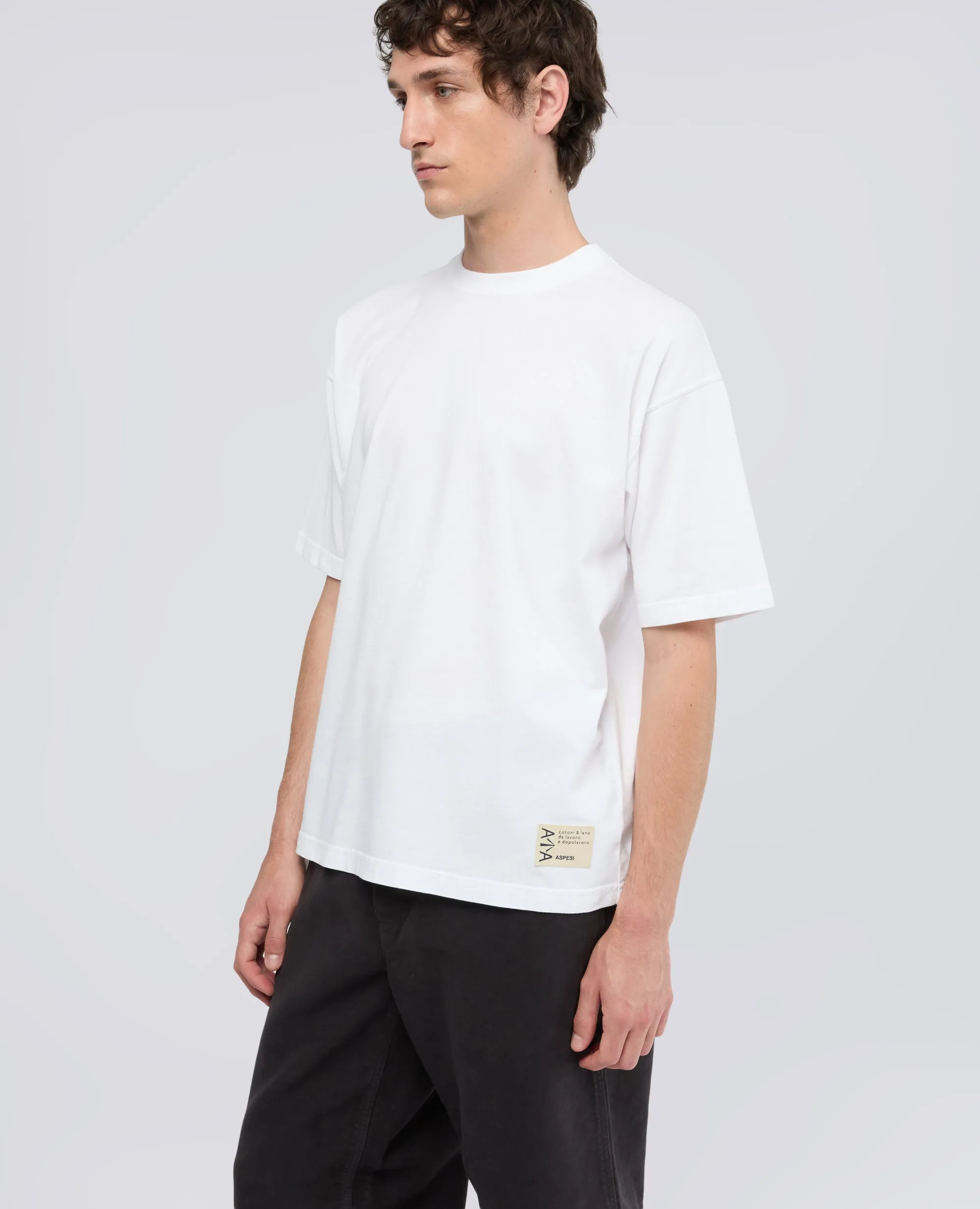 T-SHIRT GIROCOLLO IN JERSEY DI COTONE - BIANCO sold by Aspesi product image thumbnail 4