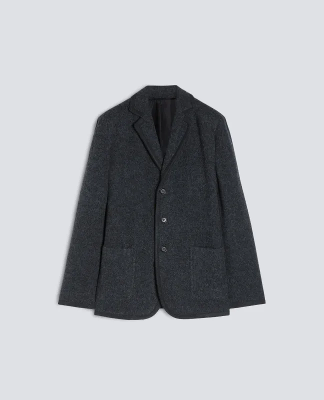 BLAZER IN LANA SHETLAND - ANTRACITE made by Aspesi