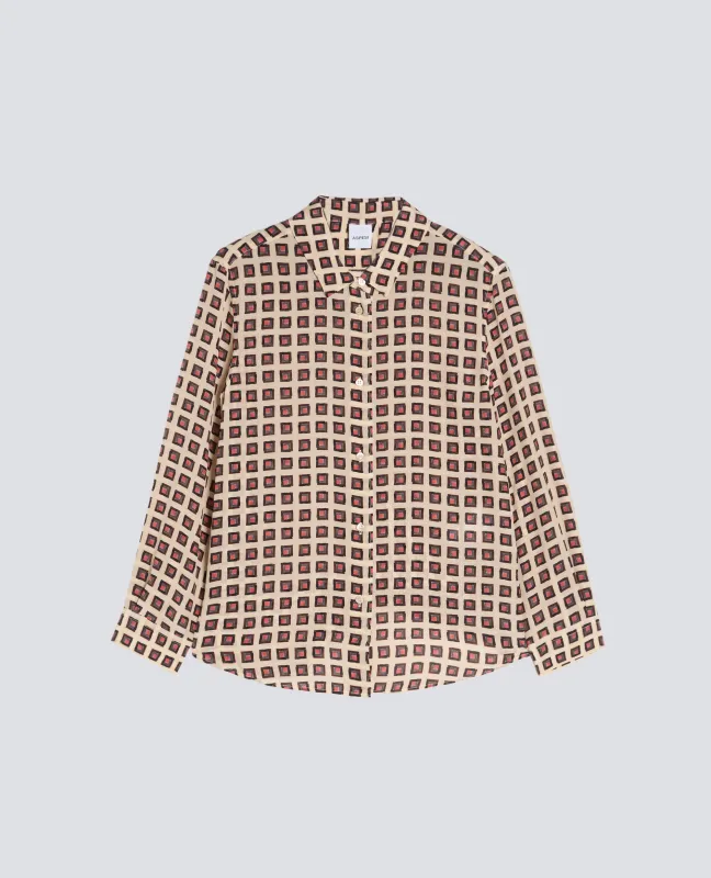 CAMICIA IN CREPE DE CHINE DI SETA CON STAMPA - NATURALE made by Aspesi