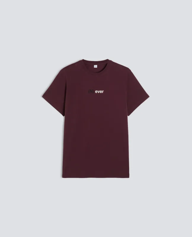 T-SHIRT IN COTONE CON STAMPA -(N)EVER- - BORDO made by Aspesi