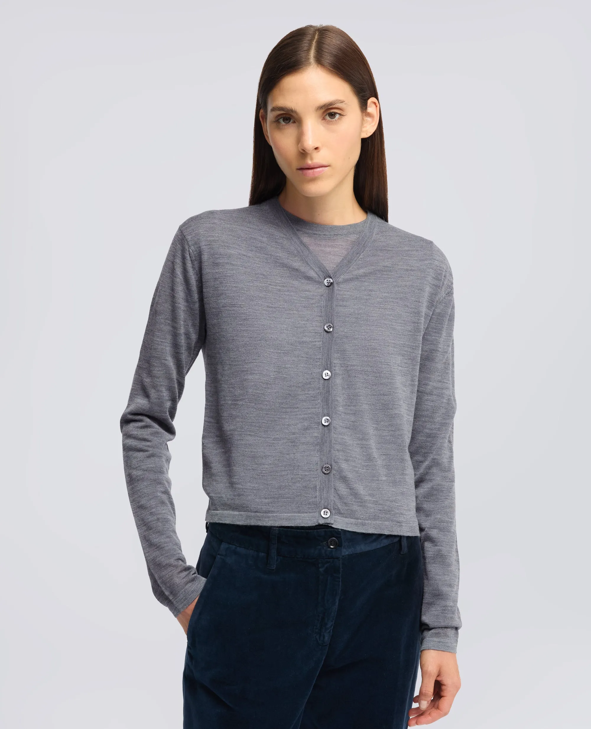 CARDIGAN IN LANA MERINO - GRIGIO sold by Aspesi product image thumbnail 4