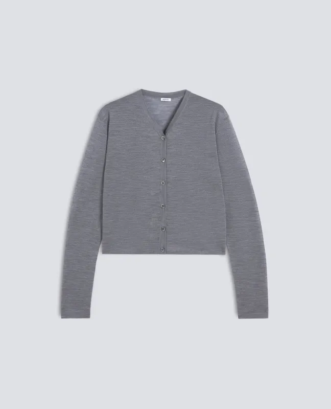 CARDIGAN IN LANA MERINO - GRIGIO made by Aspesi