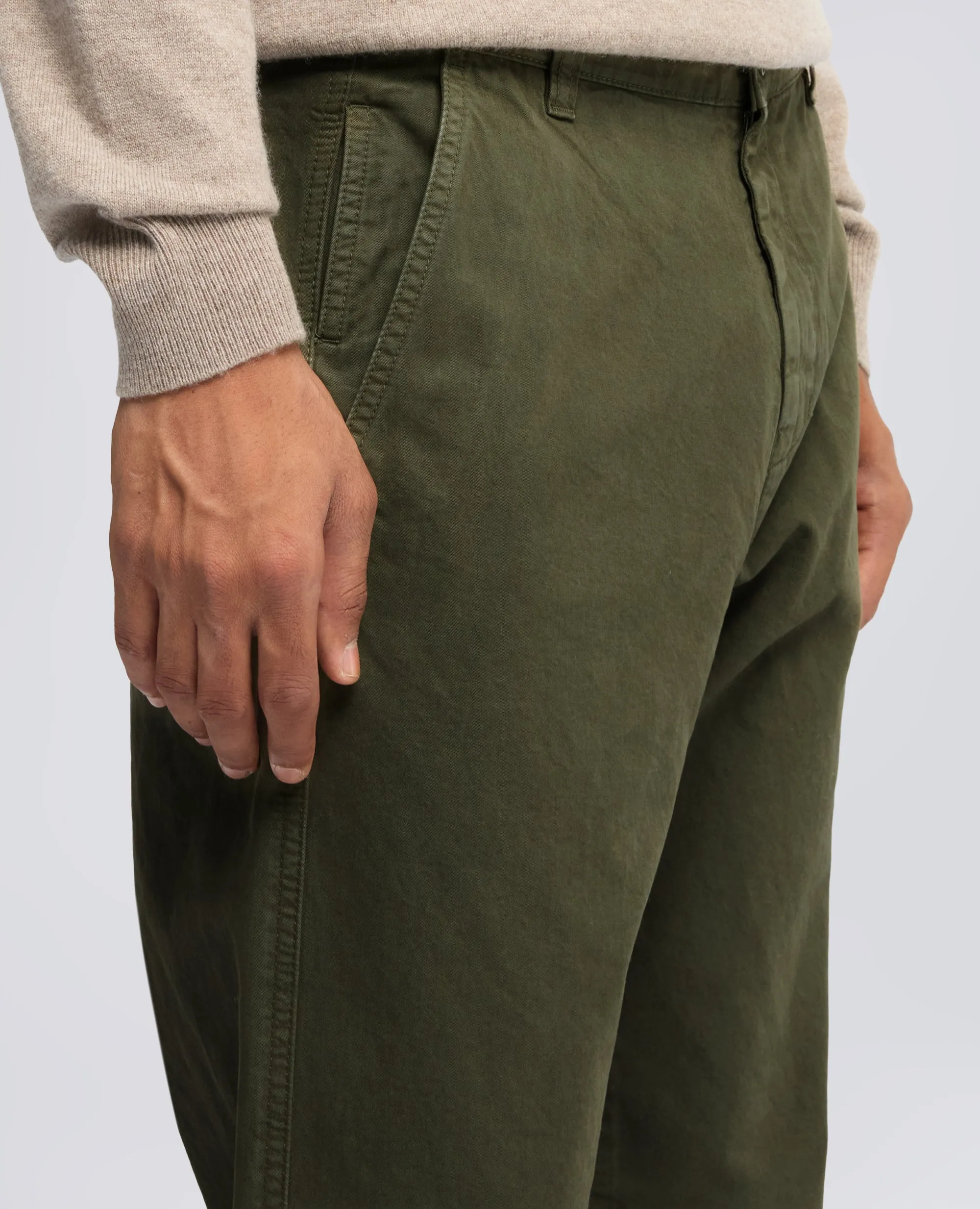 PANTALONE CHINO IN GABARDINA DI COTONE - MILITARE sold by Aspesi product image thumbnail 4