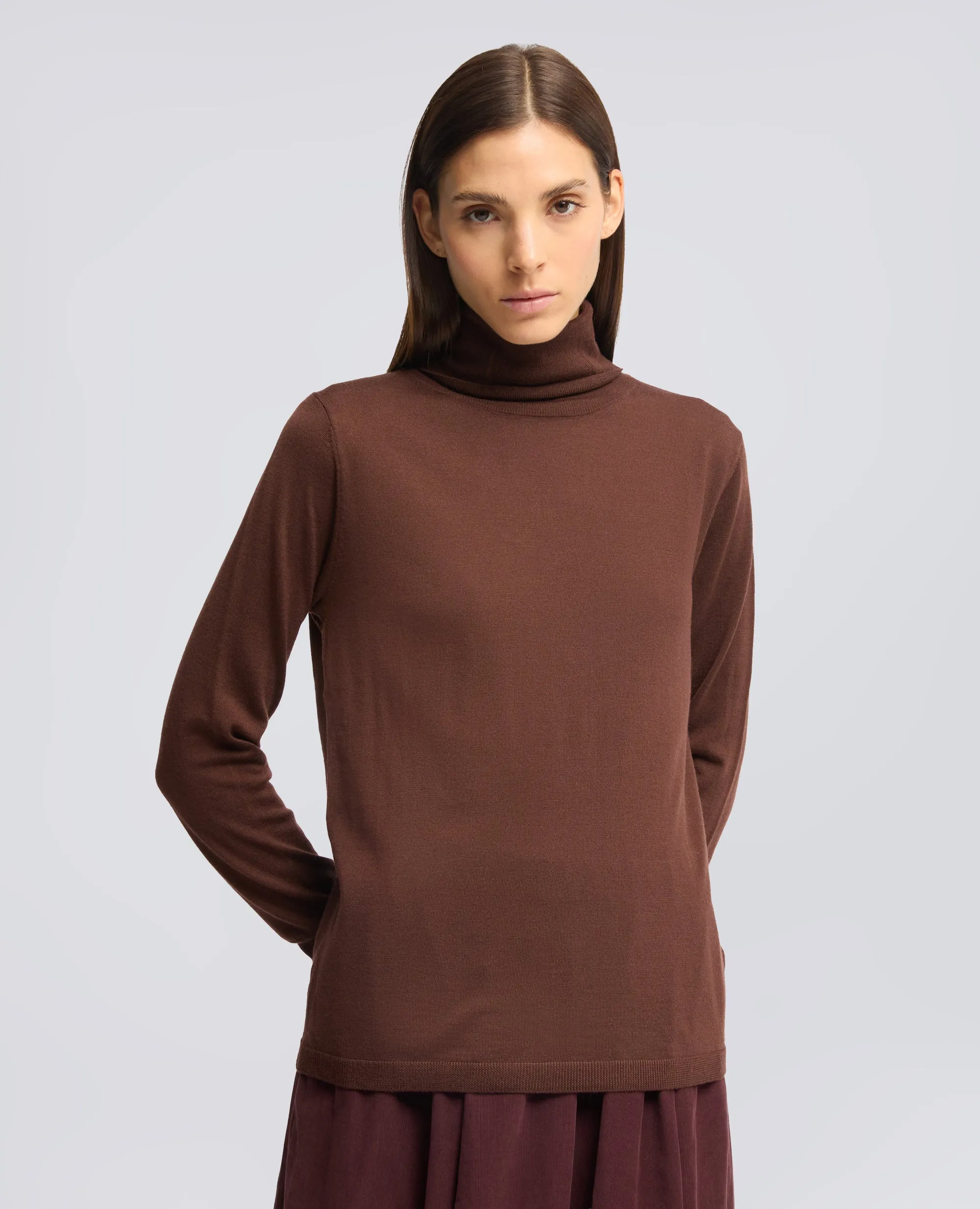 MAGLIA DOLCEVITA IN LANA MERINO - MARRONE sold by Aspesi product image thumbnail 4