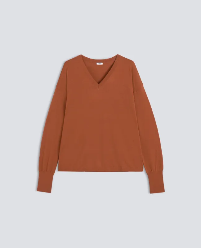 MAGLIA CON SCOLLO A V IN LANA MERINO - ZUCCA made by Aspesi