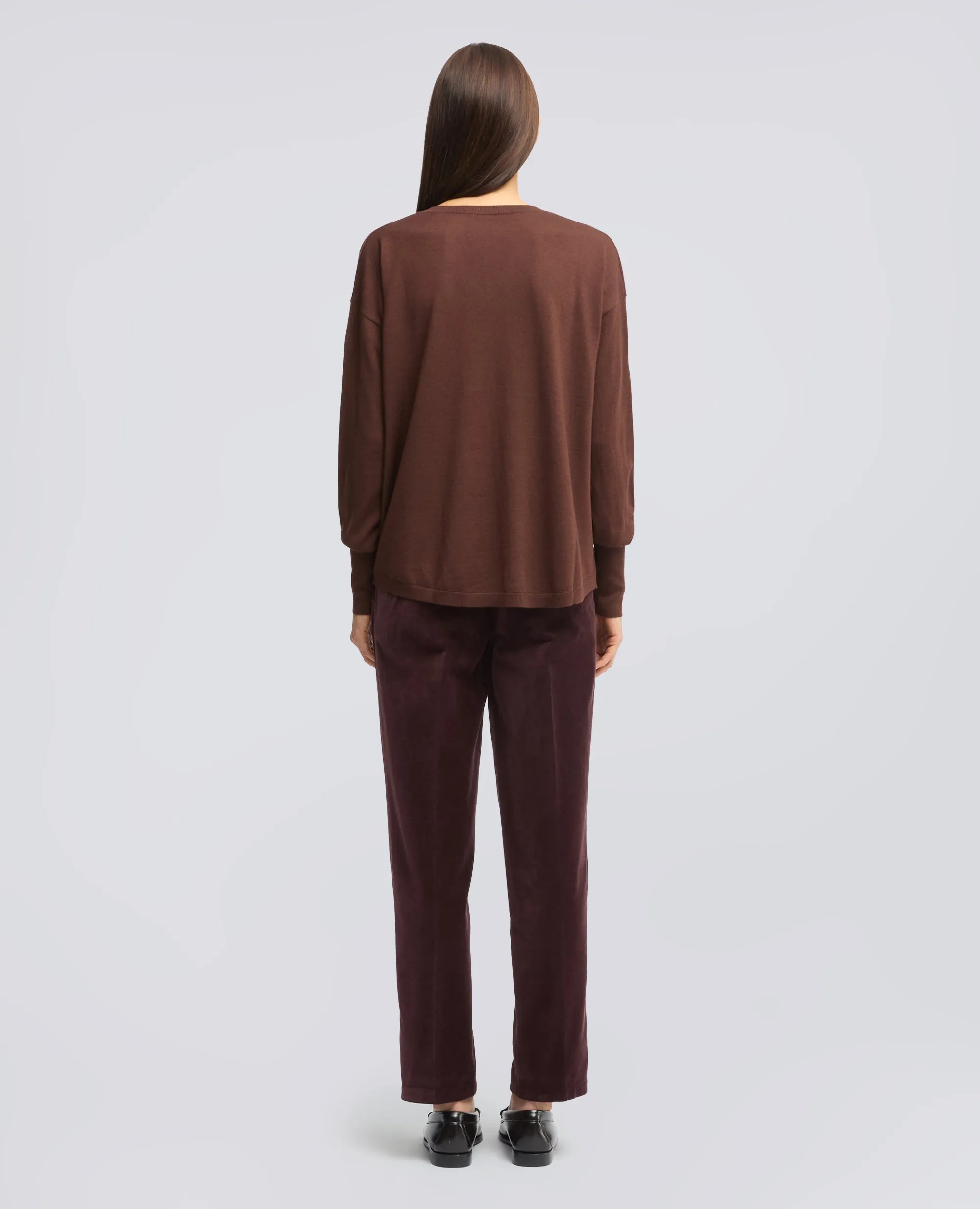 MAGLIA CON SCOLLO A V IN LANA MERINO - MARRONE sold by Aspesi product image thumbnail 3