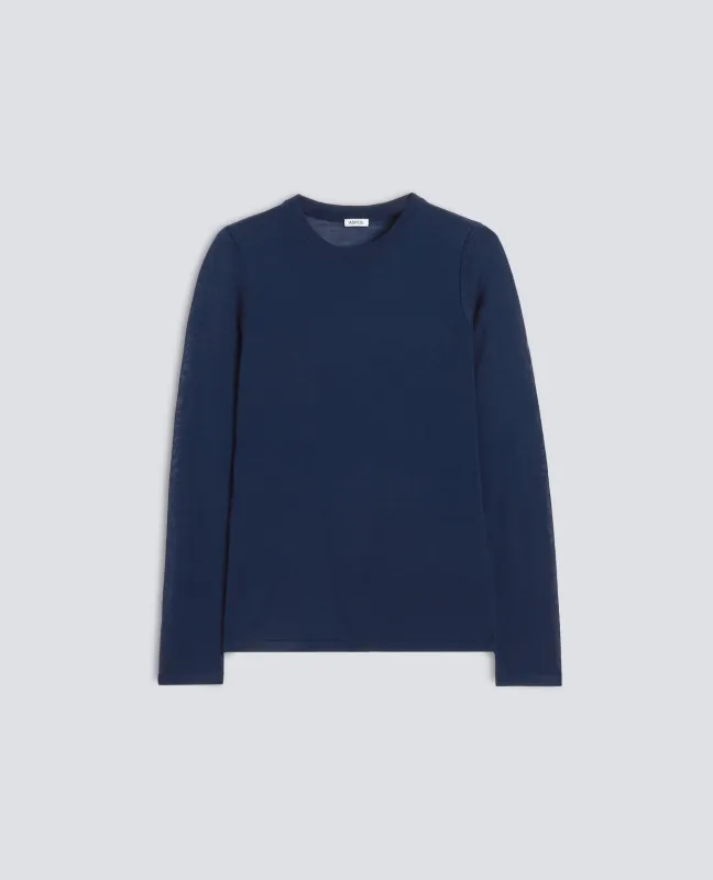 MAGLIA GIROCOLLO IN LANA MERINO - BLU made by Aspesi