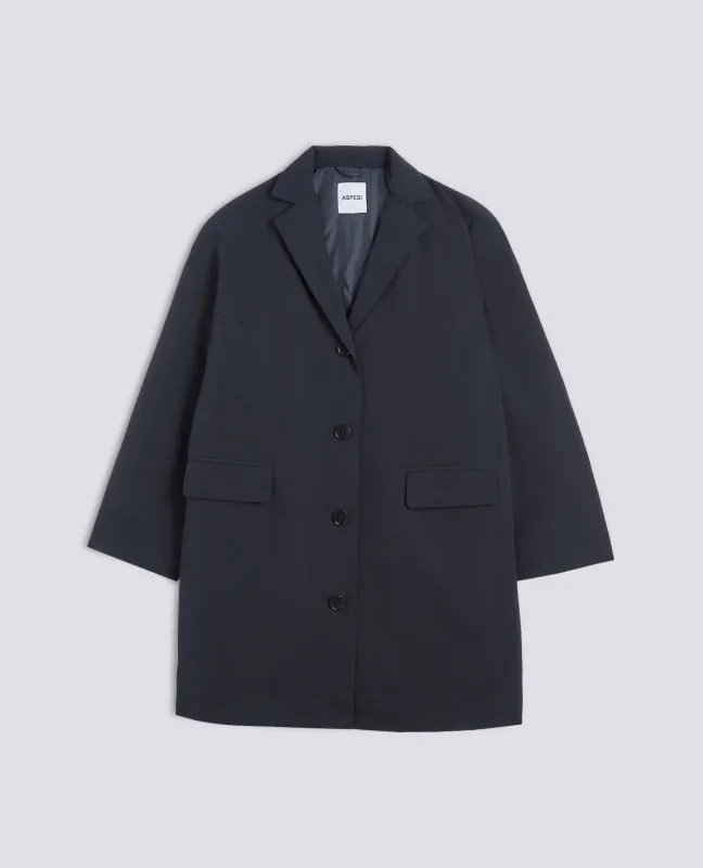 CAPPOTTO IN TELA DI MISTO COTONE CON OVATTA THERMORE® - NAVY made by Aspesi