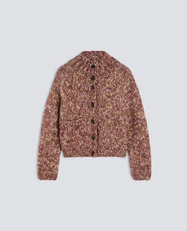 CARDIGAN FATTO A MANO IN LANA VERGINE E MOHAIR - NOCCIOLA made by Aspesi