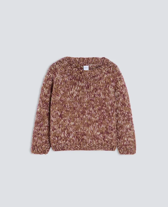 MAGLIA IN LANA VERGINE E MOHAIR FATTA A MANO - NOCCIOLA made by Aspesi
