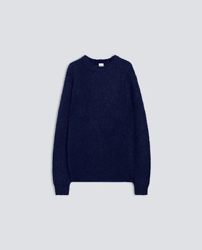 MAGLIA IN MOHAIR E LANA A COSTE - BLU made by Aspesi